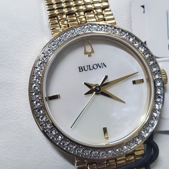 Wow! Bulova Womens Diamond 14k White Dial Watch